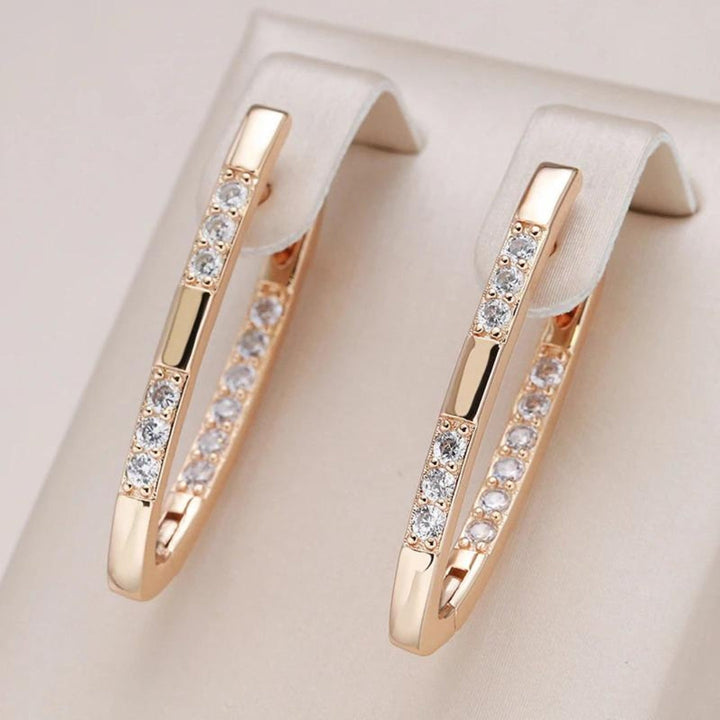 Elegante Zirkonia Øreringe i Guld