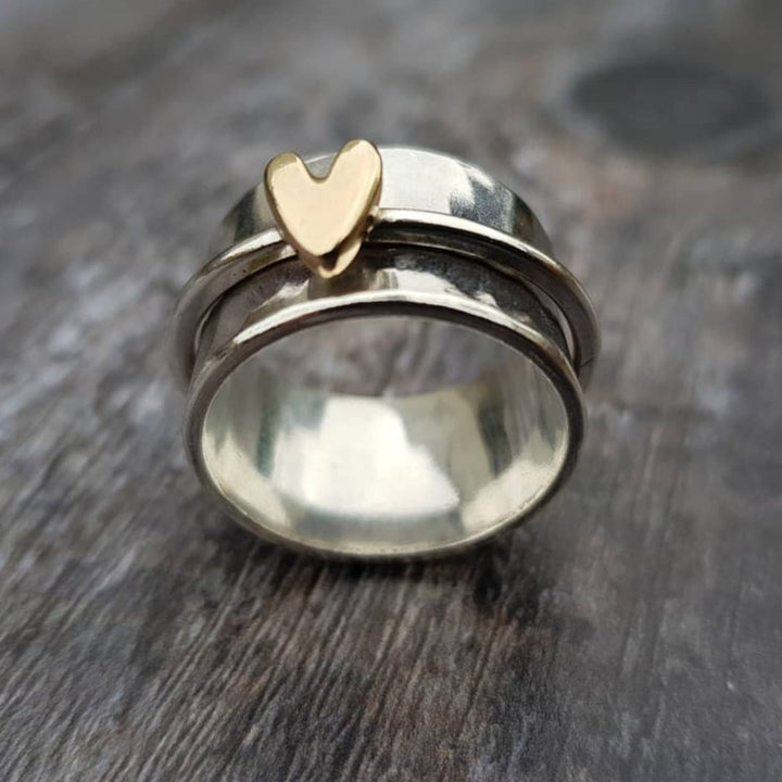 Vintage Golden Heart Sølv Ring