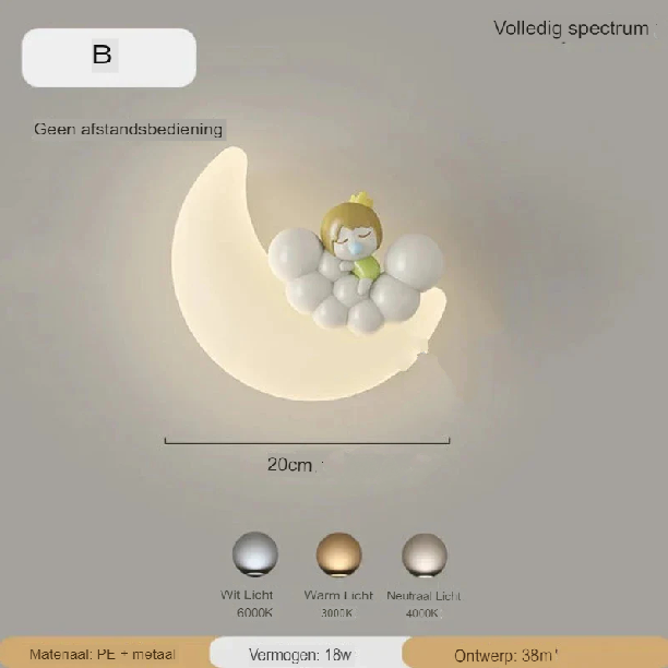 Måne Væglampe i Metal og PE med Blødt Lys