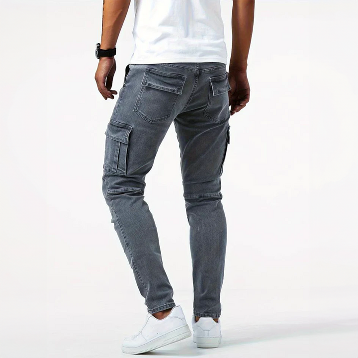 Slim Fit Cargo Jeans til Mænd med Kontrast-Næse