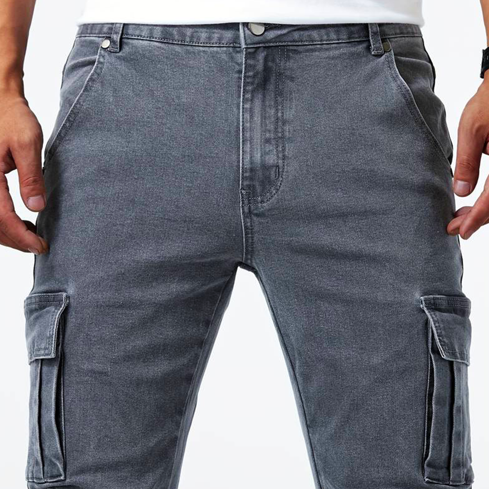 Slim Fit Cargo Jeans til Mænd med Kontrast-Næse