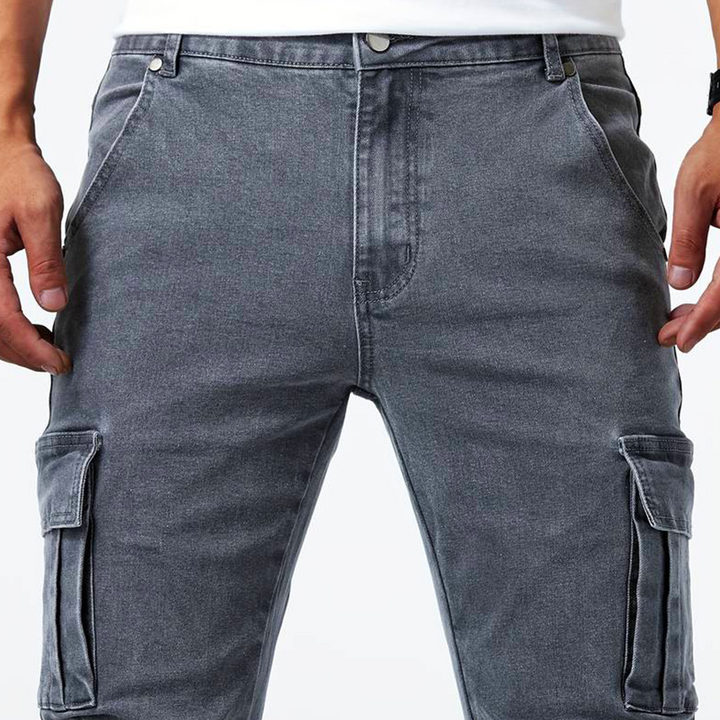 Slim Fit Cargo Jeans til Mænd med Kontrast-Næse