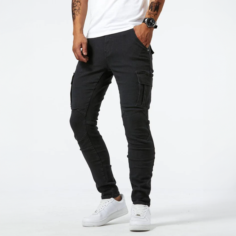 Slim Fit Cargo Jeans til Mænd med Kontrast-Næse