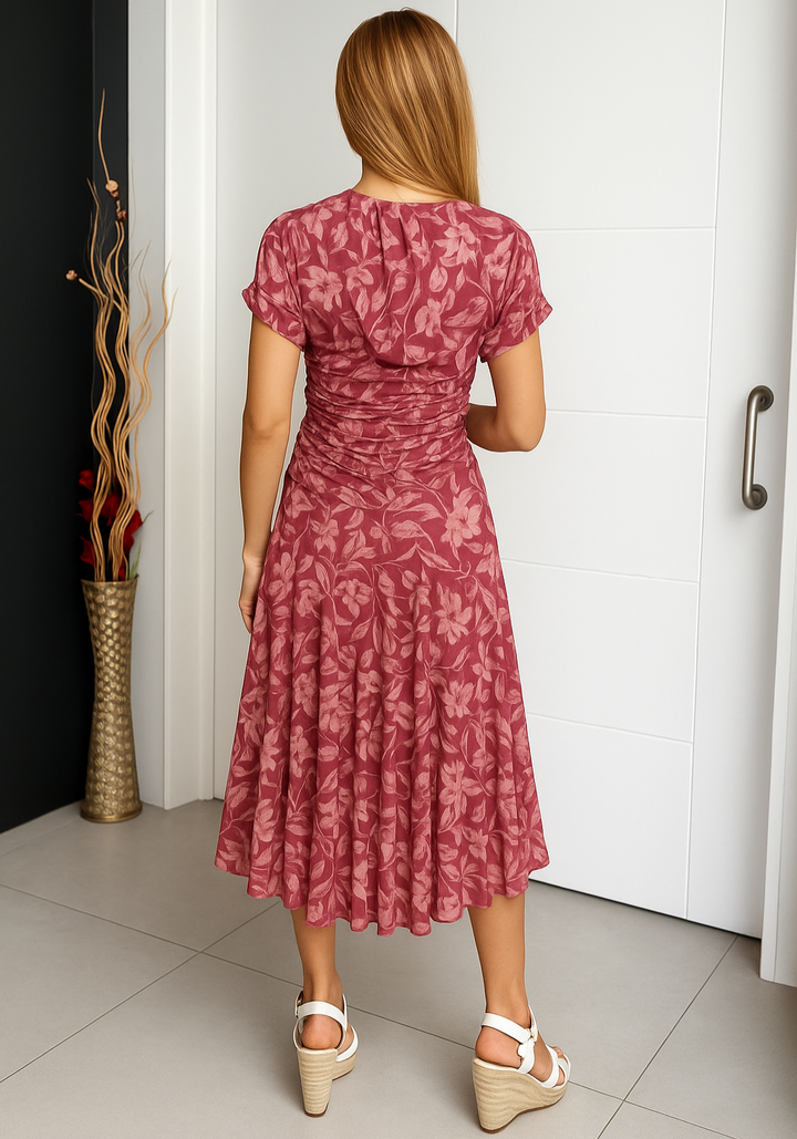 Anastasia™ | Off-Shoulder Midi Kjole med Blomsterprint