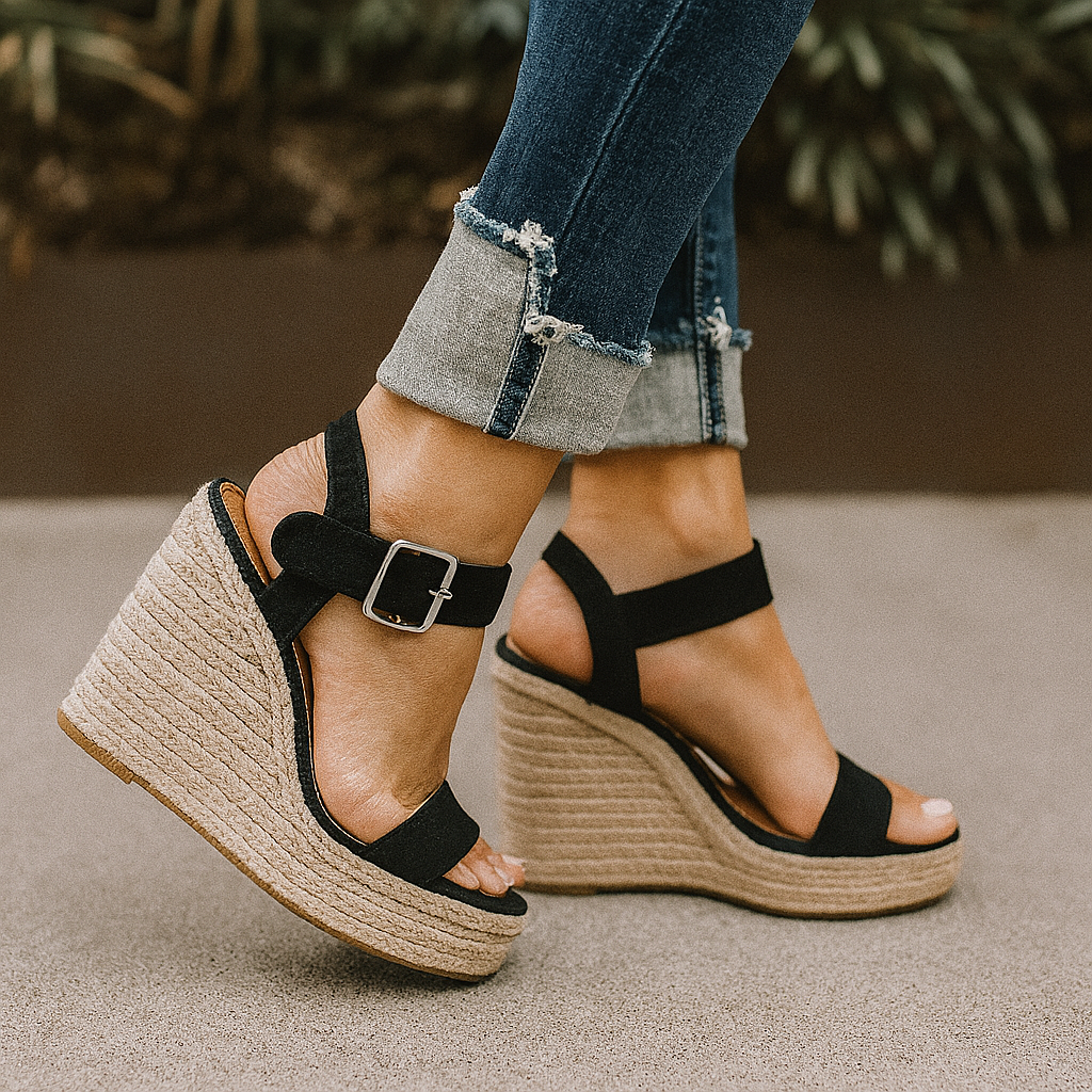 Jasmin | Dame Forårs Wedge Sandaler Med Åben Tå
