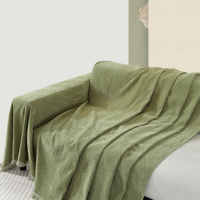 Elegant Chenille Pudeovertræk med Frynser