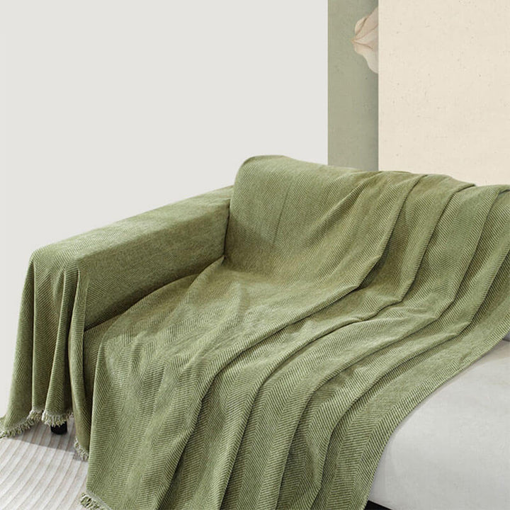 Elegant Chenille Pudeovertræk med Frynser