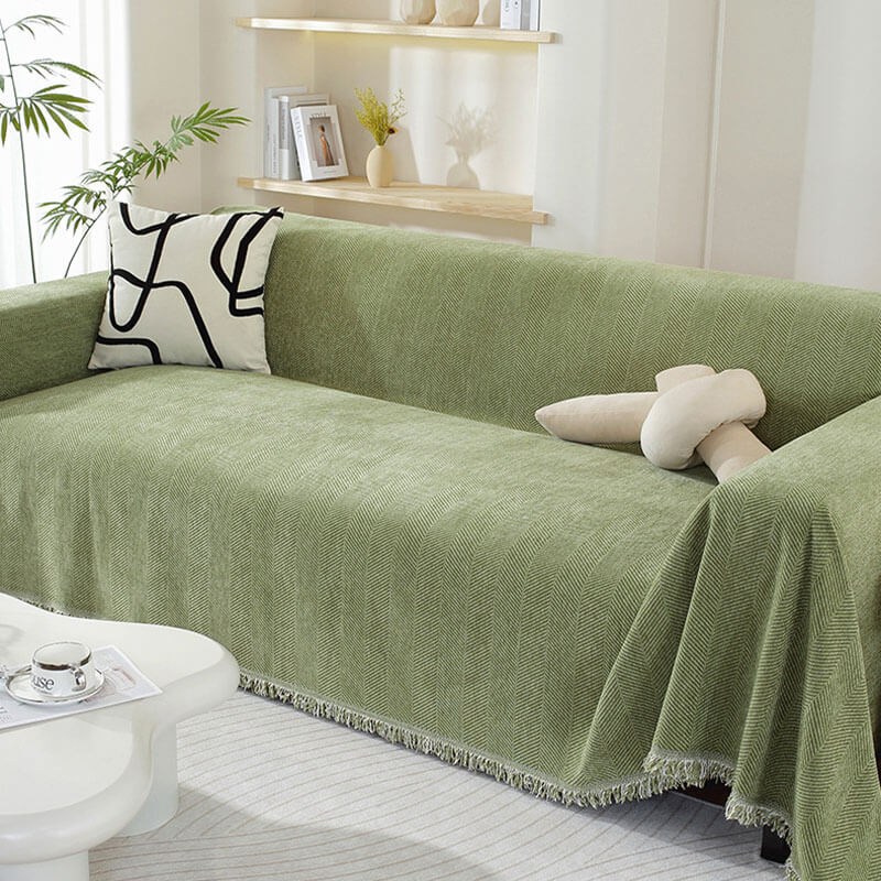 Elegant Chenille Pudeovertræk med Frynser