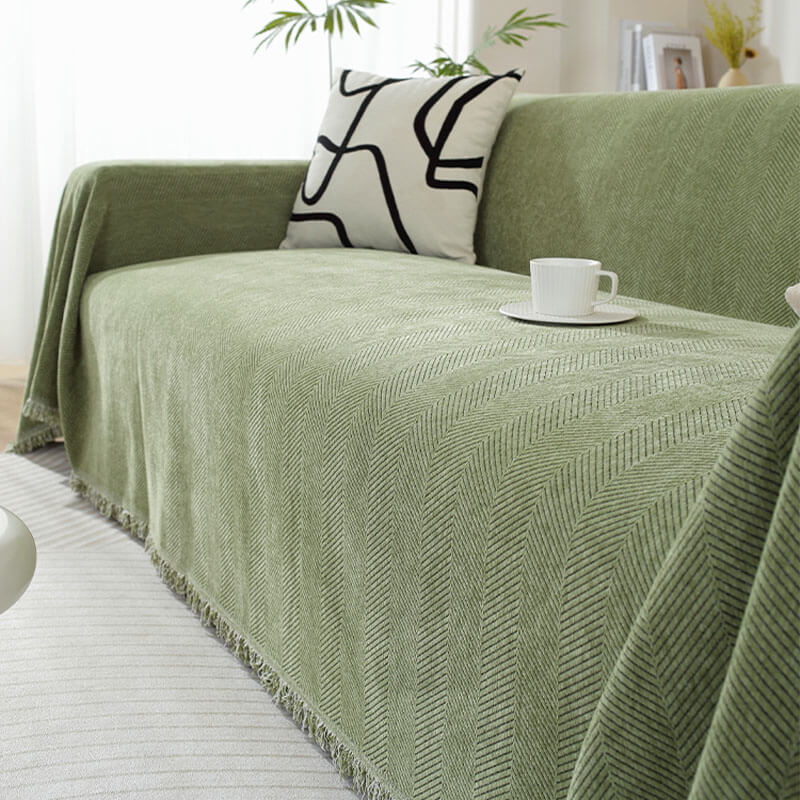 Elegant Chenille Pudeovertræk med Frynser
