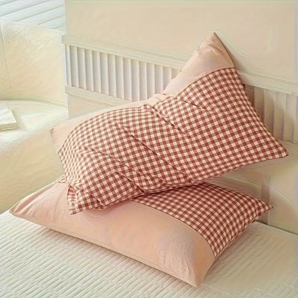 Gingham Mikrofiber Pudevårdsbetræk med Kuvertlukning