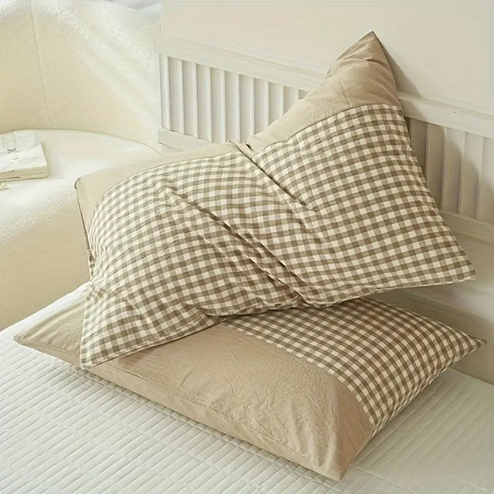 Gingham Mikrofiber Pudevårdsbetræk med Kuvertlukning