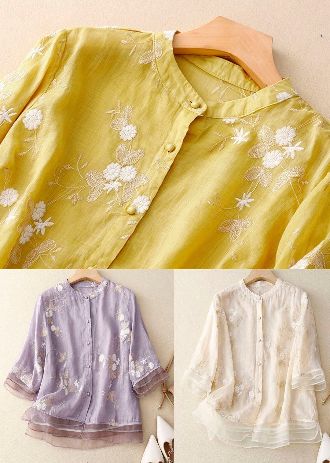 Kourtney™ | Elegant Bluse med Blomsterdetaljer