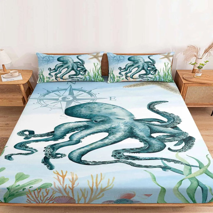 Blæksprutte Øje Blomster Duvet Cover Sæt i Polyester