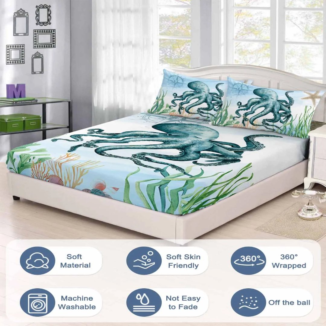 Blæksprutte Øje Blomster Duvet Cover Sæt i Polyester