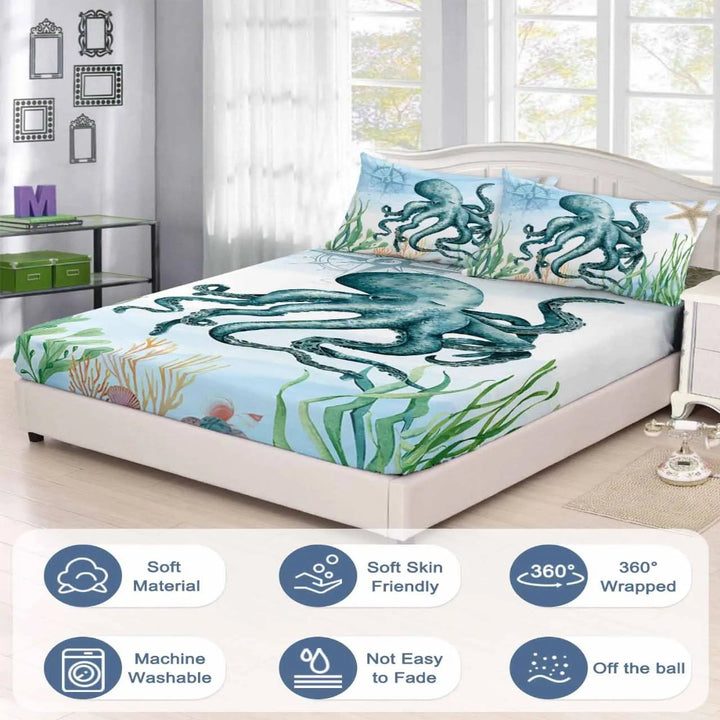 Blæksprutte Øje Blomster Duvet Cover Sæt i Polyester