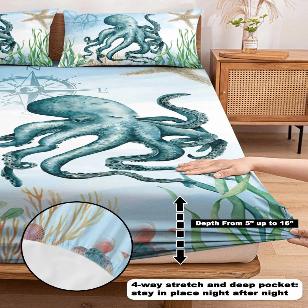 Blæksprutte Øje Blomster Duvet Cover Sæt i Polyester