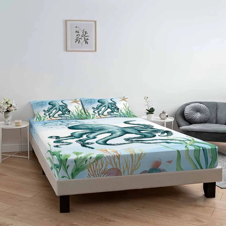 Blæksprutte Øje Blomster Duvet Cover Sæt i Polyester