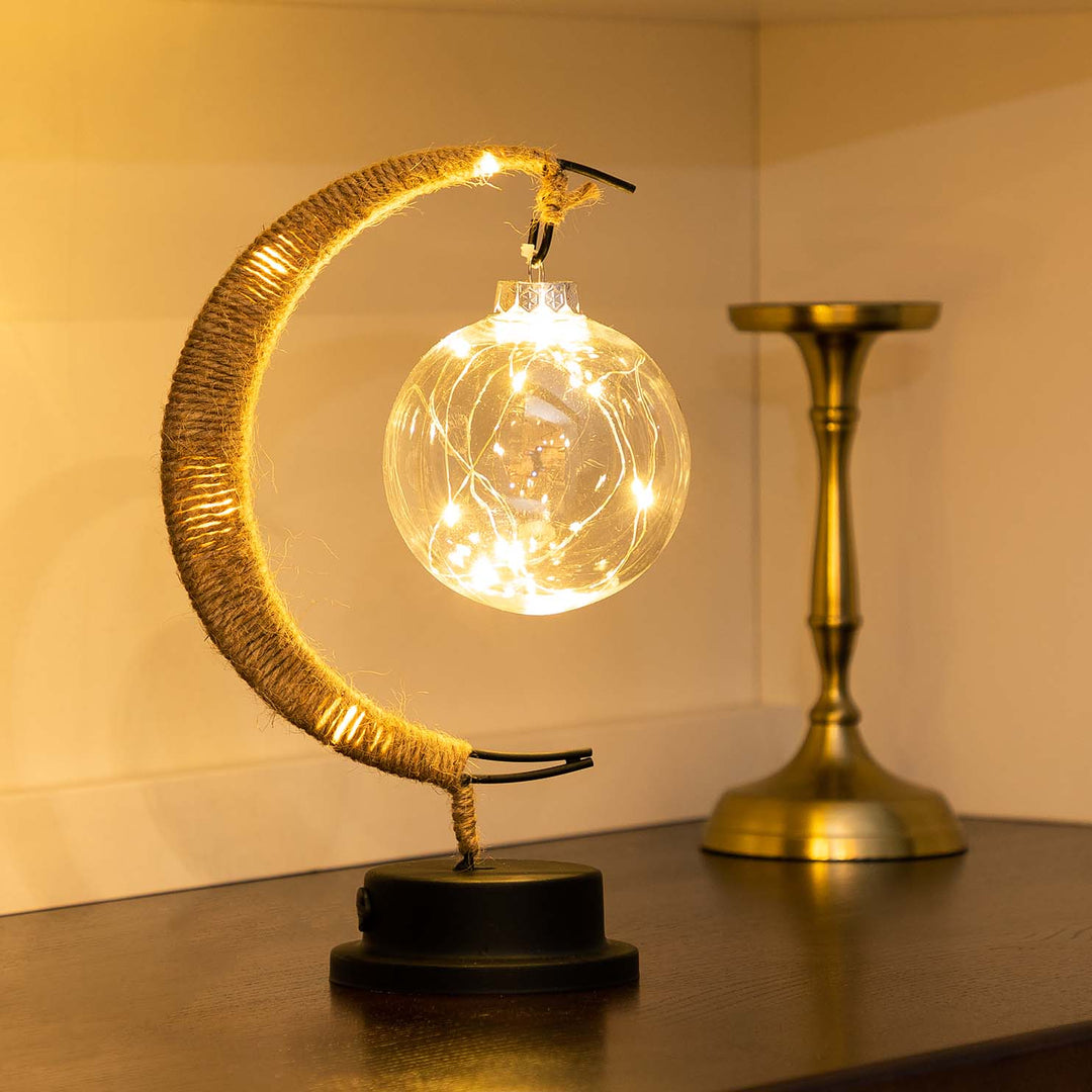 LED Månelampe i Glas - Batteridrevet, Realistisk Design