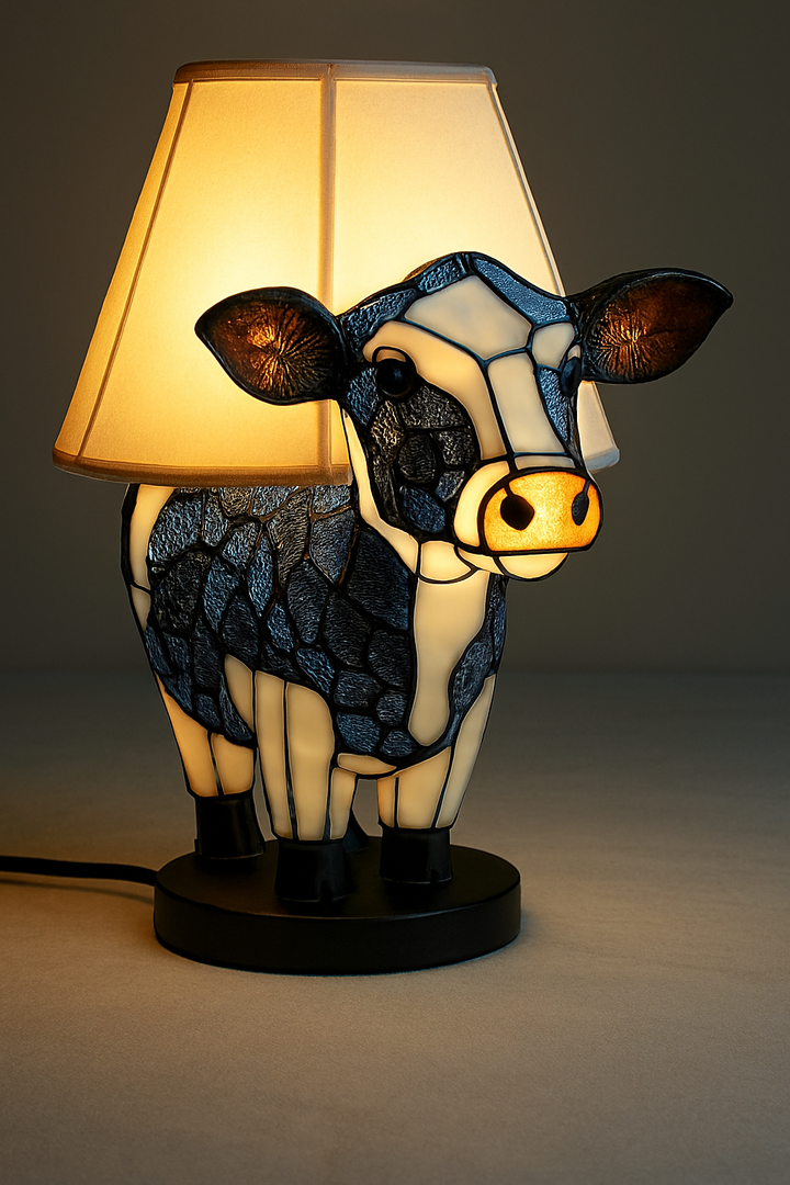 Dyreformet LED Bordlampe i Glasmaleri