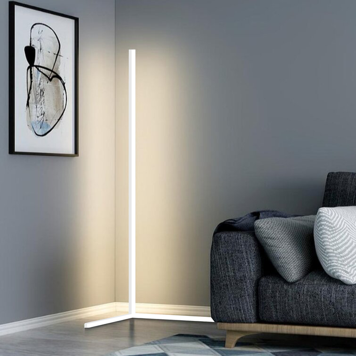 Elegant Hjørne Gulvlampe med 20W LED og Fjernbetjening - Sort eller Hvid