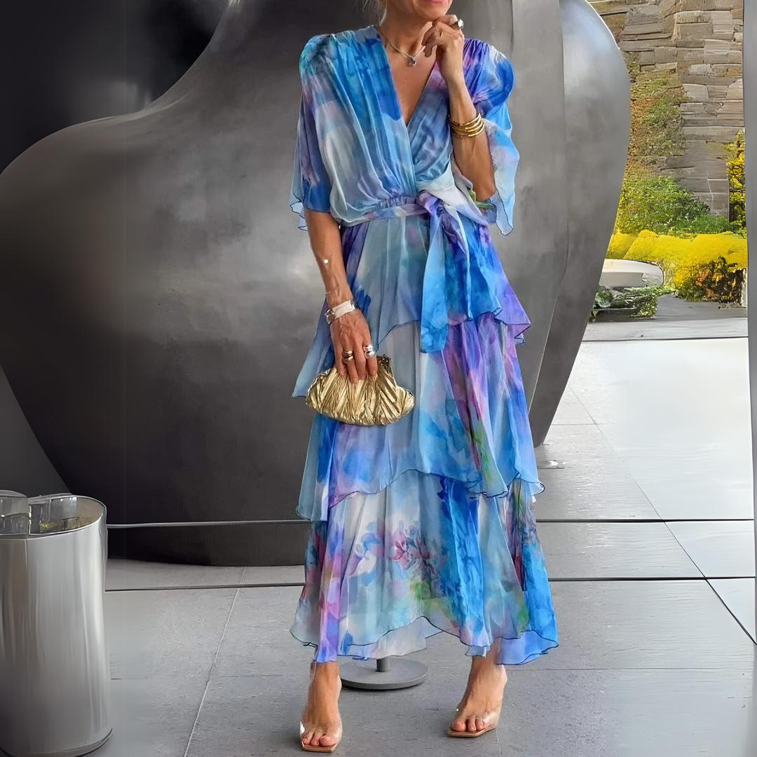 Juliette | Kvinders V-hals Tummy Control Flowy Draped Dress Cocktail