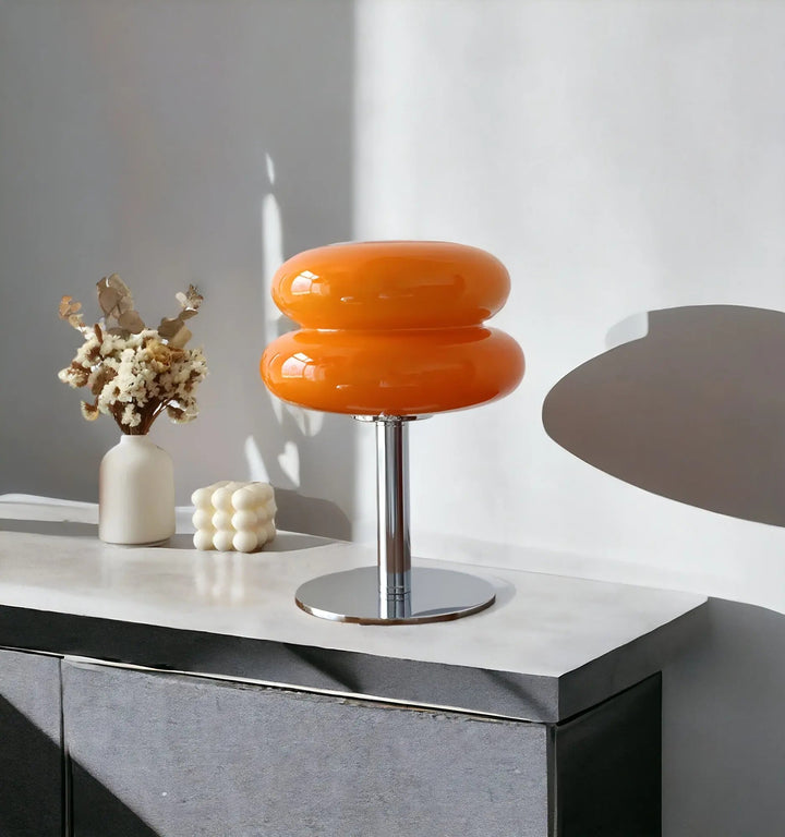 Elegant Glastablelampe med Justerbare Belysningsmuligheder