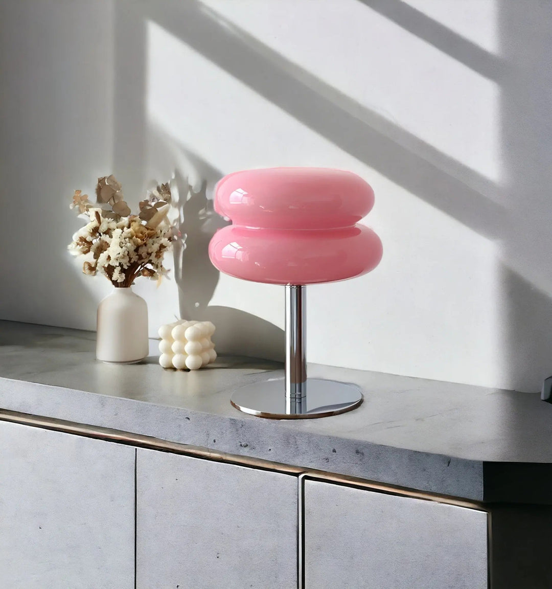Elegant Glastablelampe med Justerbare Belysningsmuligheder
