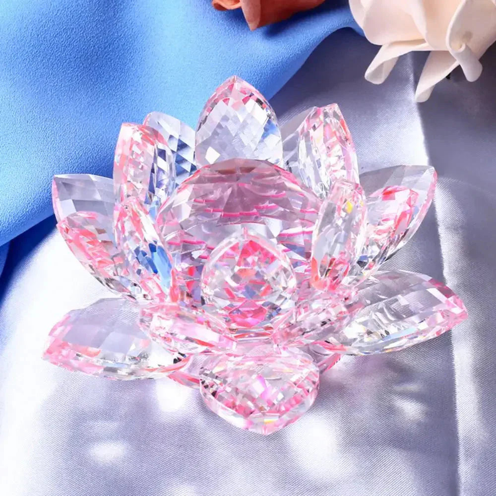 Krystal Lotus Blomst Figur - Dekorativ Souvenir i 8 Farver