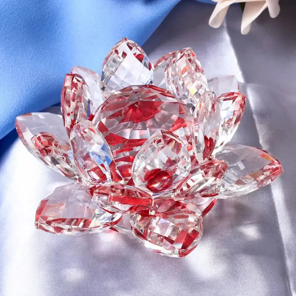 Krystal Lotus Blomst Figur - Dekorativ Souvenir i 8 Farver