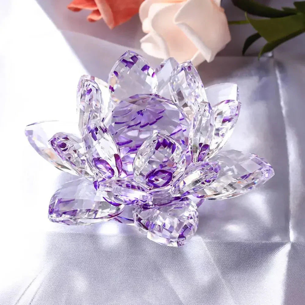 Krystal Lotus Blomst Figur - Dekorativ Souvenir i 8 Farver