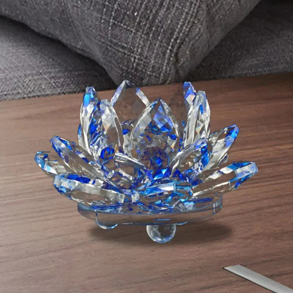 Krystal Lotus Blomst Figur - Dekorativ Souvenir i 8 Farver
