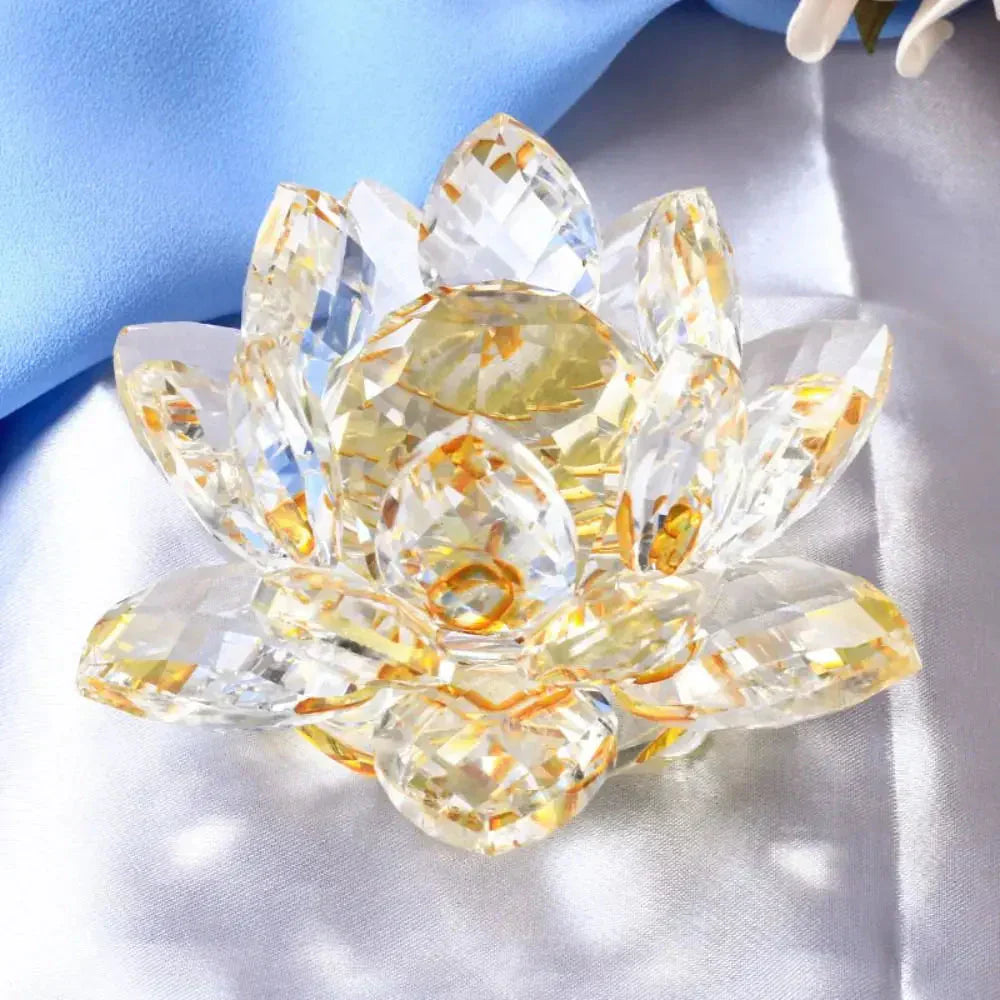 Krystal Lotus Blomst Figur - Dekorativ Souvenir i 8 Farver