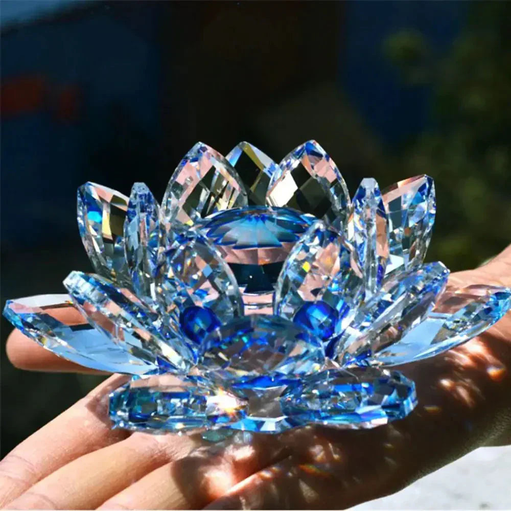 Krystal Lotus Blomst Figur - Dekorativ Souvenir i 8 Farver