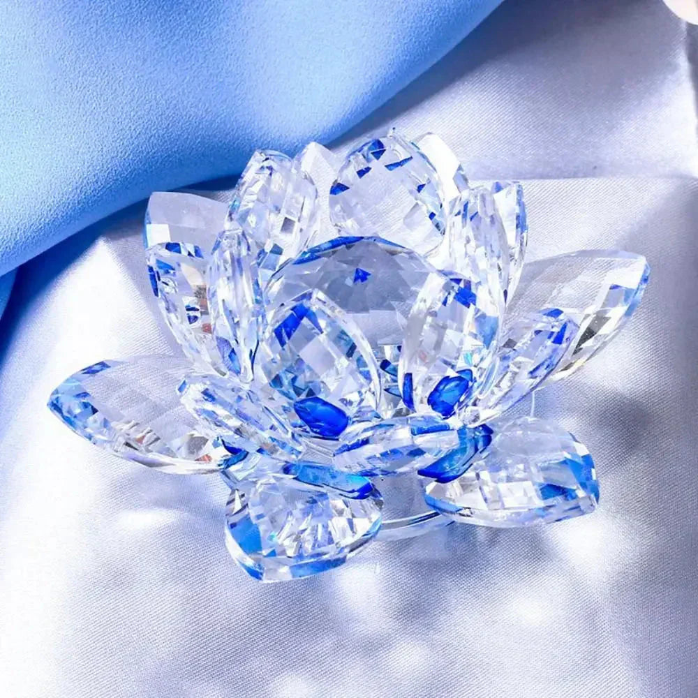 Krystal Lotus Blomst Figur - Dekorativ Souvenir i 8 Farver
