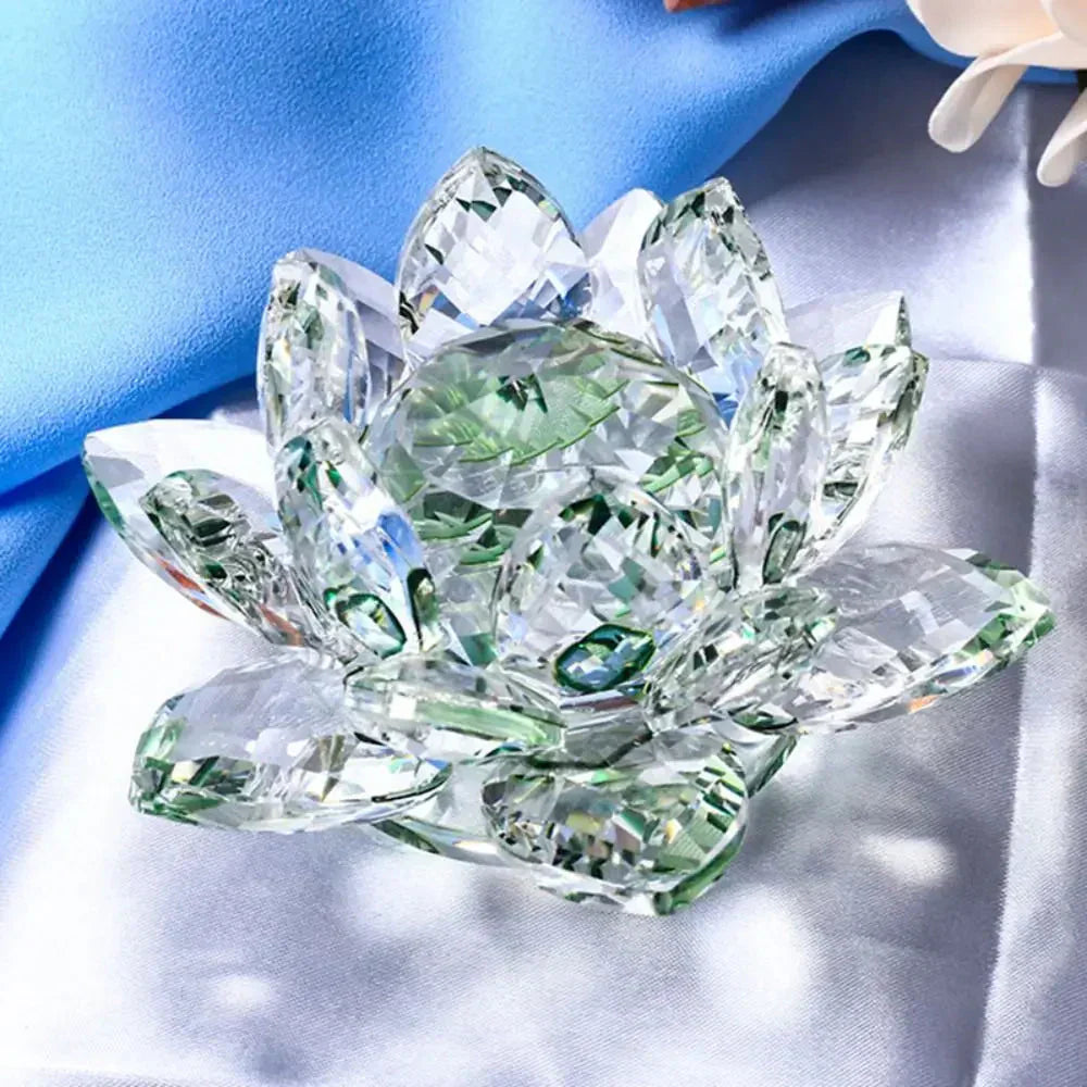 Krystal Lotus Blomst Figur - Dekorativ Souvenir i 8 Farver