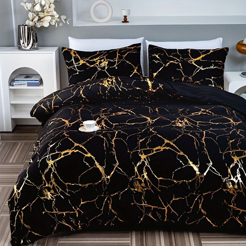 Marmor Duvet Cover Sæt i Blødt Åndbart Stof