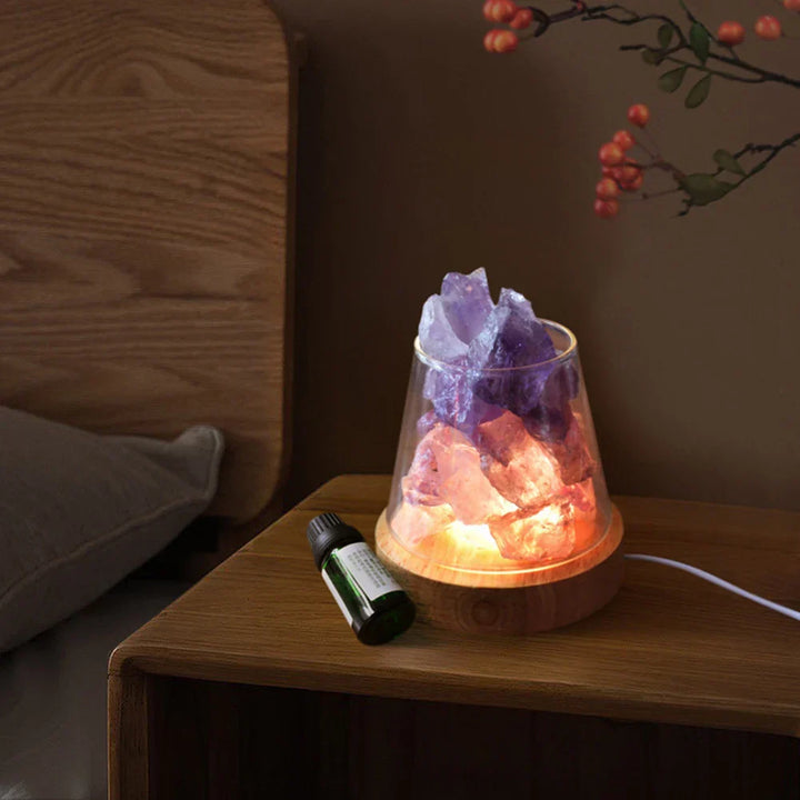 Himalayasaltlampe med Æterisk Olie Diffuser og Genopladeligt Batteri
