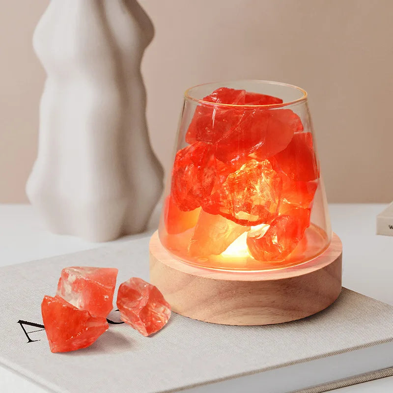 Himalayasaltlampe med Æterisk Olie Diffuser og Genopladeligt Batteri