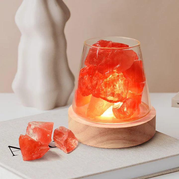Himalayasaltlampe med Æterisk Olie Diffuser og Genopladeligt Batteri