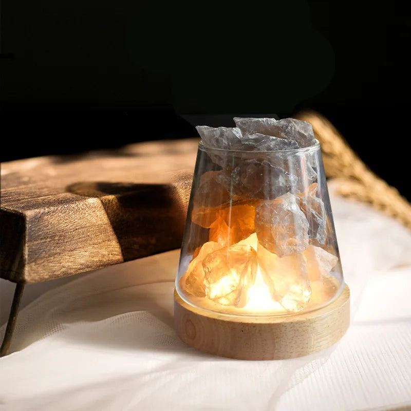 Himalayasaltlampe med Æterisk Olie Diffuser og Genopladeligt Batteri