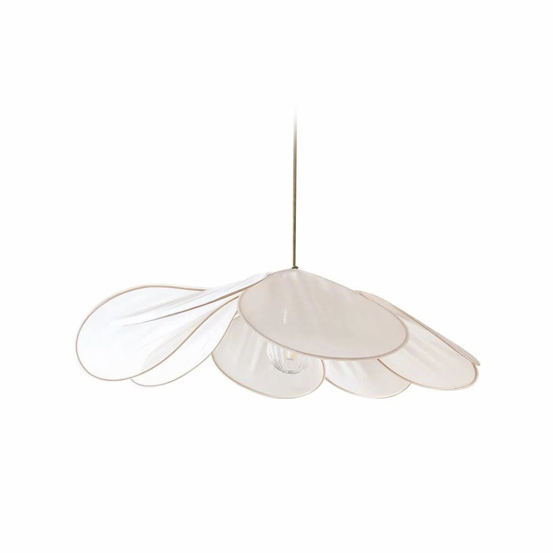 Rattan og Stof Pendel Lys i Blomsterdesign