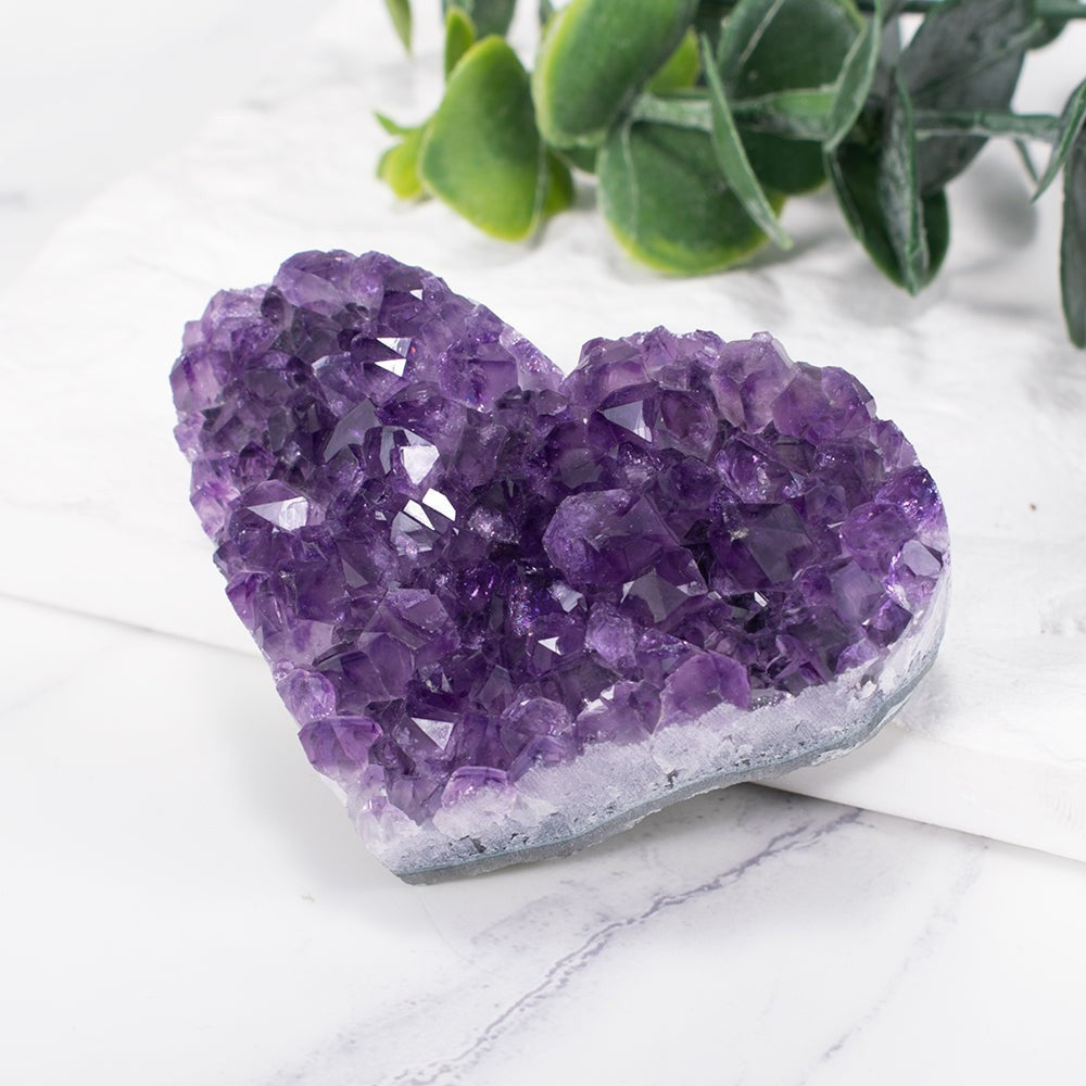 Amethyst Hjerte Kluster Krystal Dekoration