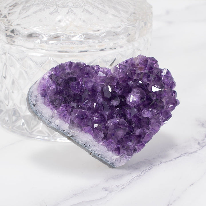 Amethyst Hjerte Kluster Krystal Dekoration