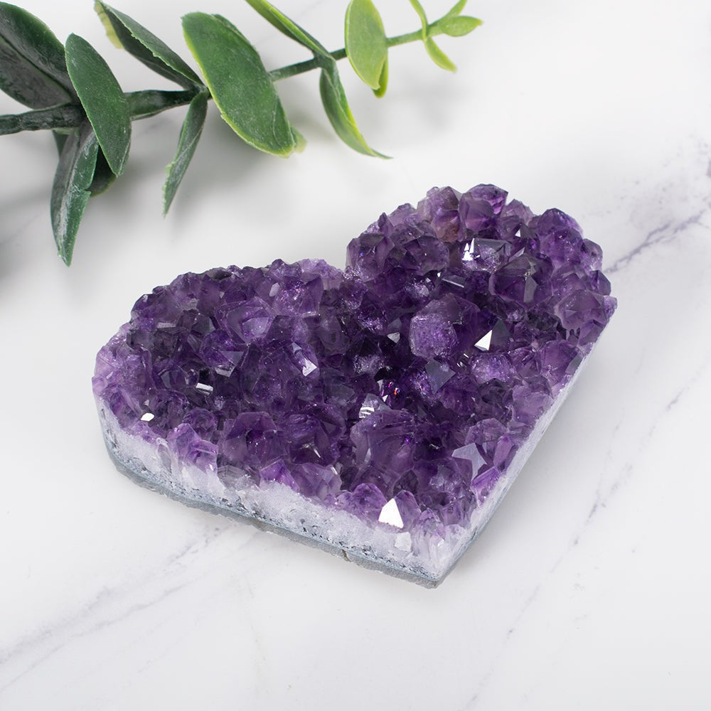 Amethyst Hjerte Kluster Krystal Dekoration
