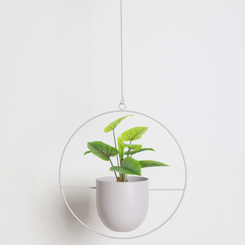 Moderne Geometriske Hængeplanter i Sort Jern
