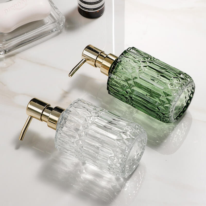 Elegant Sæbedispenser i Glas med Diamantmønster