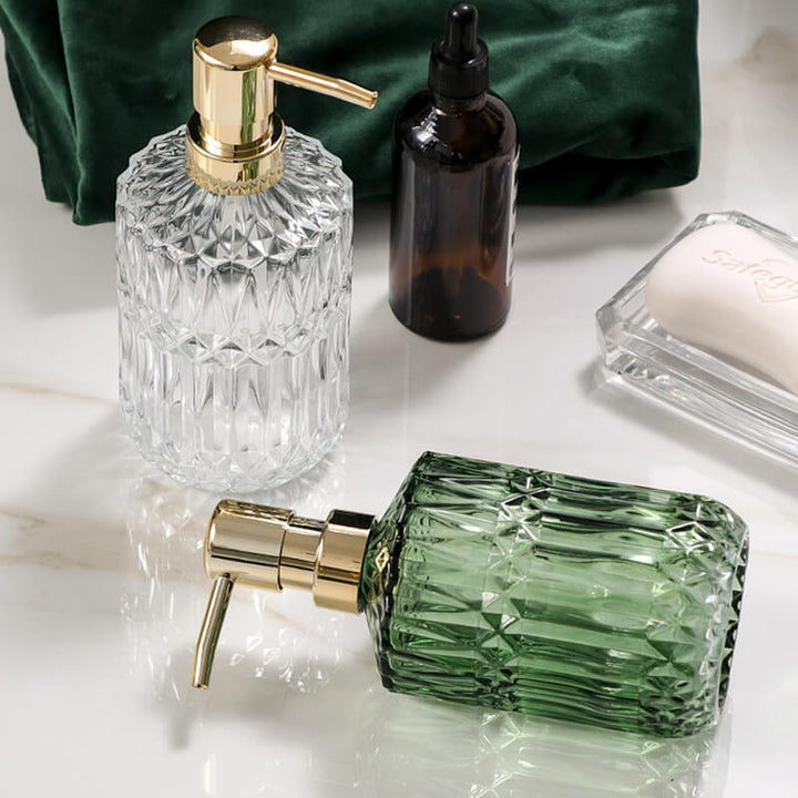 Diamantmønster Sæbedispenser i Glas - 390 ml