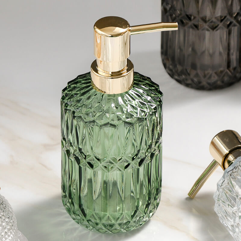 Diamantmønster Sæbedispenser i Glas - 390 ml
