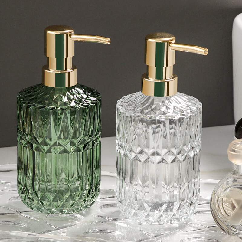 Diamantmønster Sæbedispenser i Glas - 390 ml