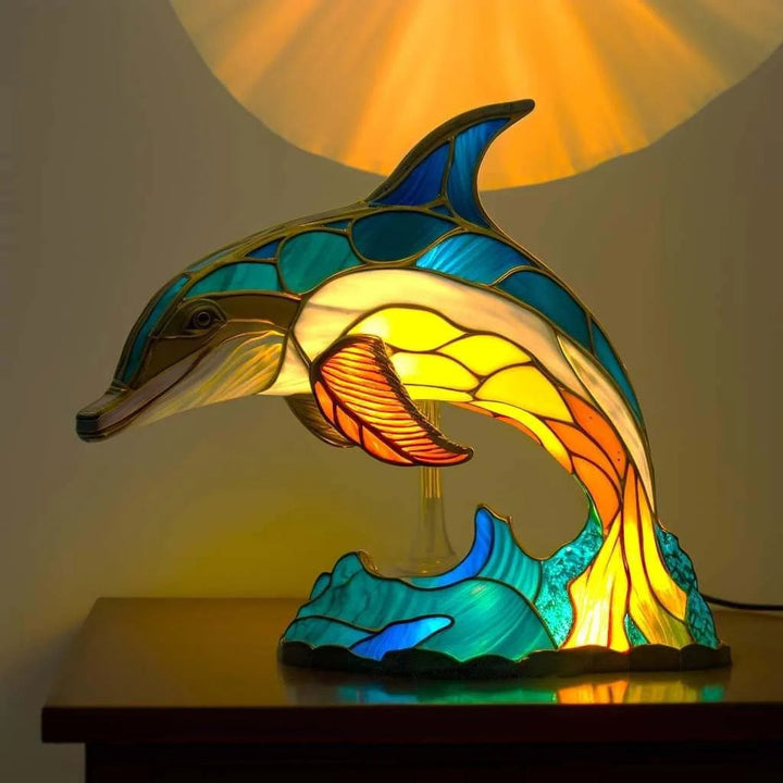 Dyreformet LED Bordlampe i Glasmaleri